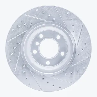 R1 Concepts EDZ-31069L Brake Rotor Drilled and Slotted Silver